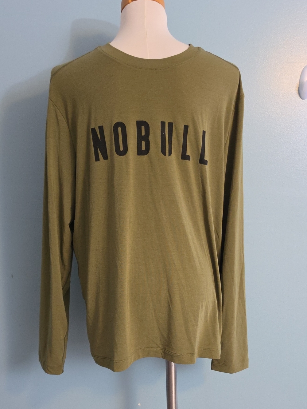NOBULL Olive Green Long-Sleeve Logo Tee Sz L